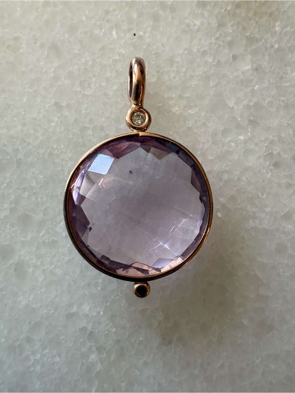 14k Rose Gold Pink Amethyst Diamond Pendant Charm